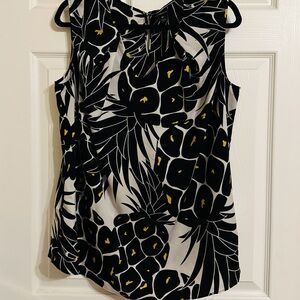 Worthington Black and Yellow Pineapple Print Blouse